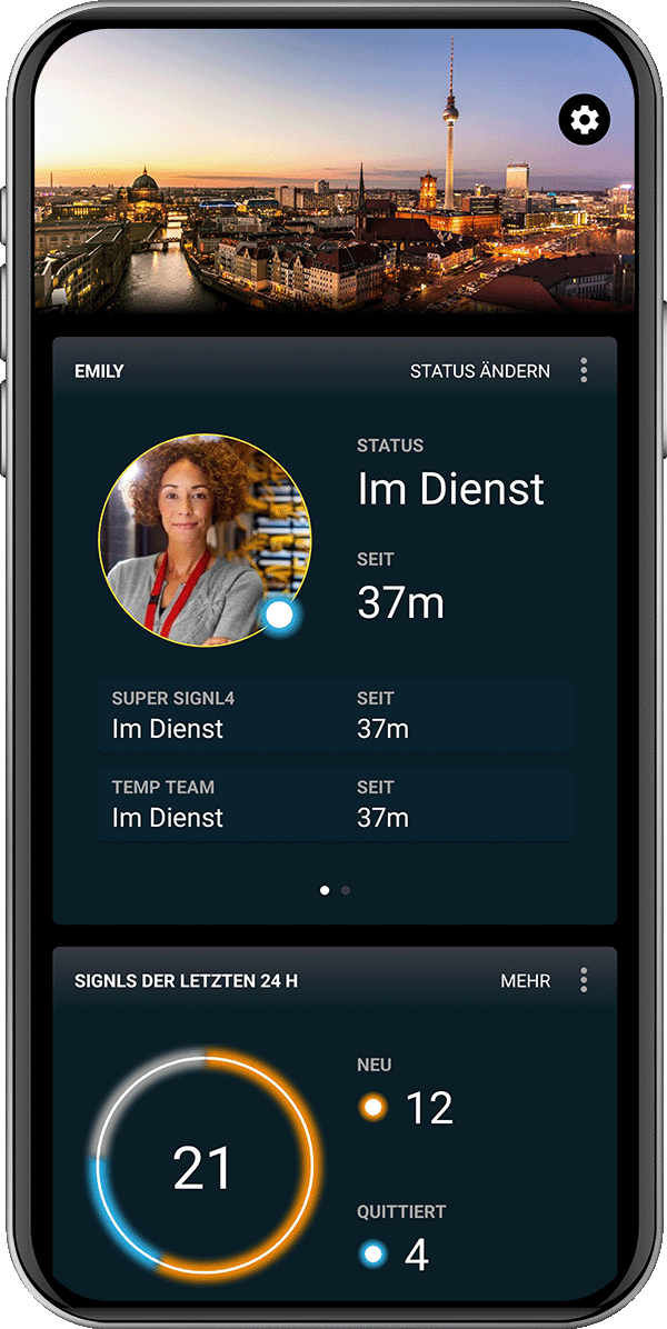 Dashboard der Alarmierungsapp SIGNL4