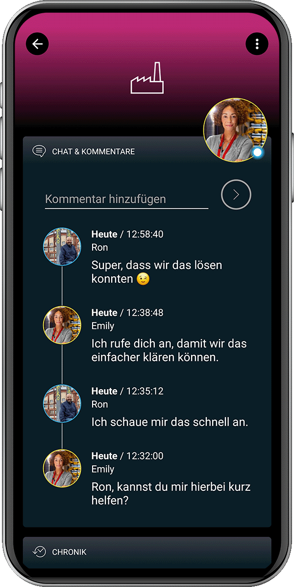 Kommunikation in der Alarmierungsapp